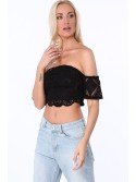 Short lace Spanish top, black ZZ275 - Online store - Boutique